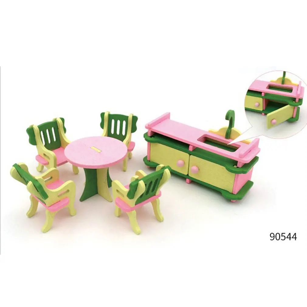 

Kids Pretend Play House Toy Wooden Furniture Toy Set Kitchen Babies Room Living Room Mini Ornaments Toys Kit Kids Birthday Gift