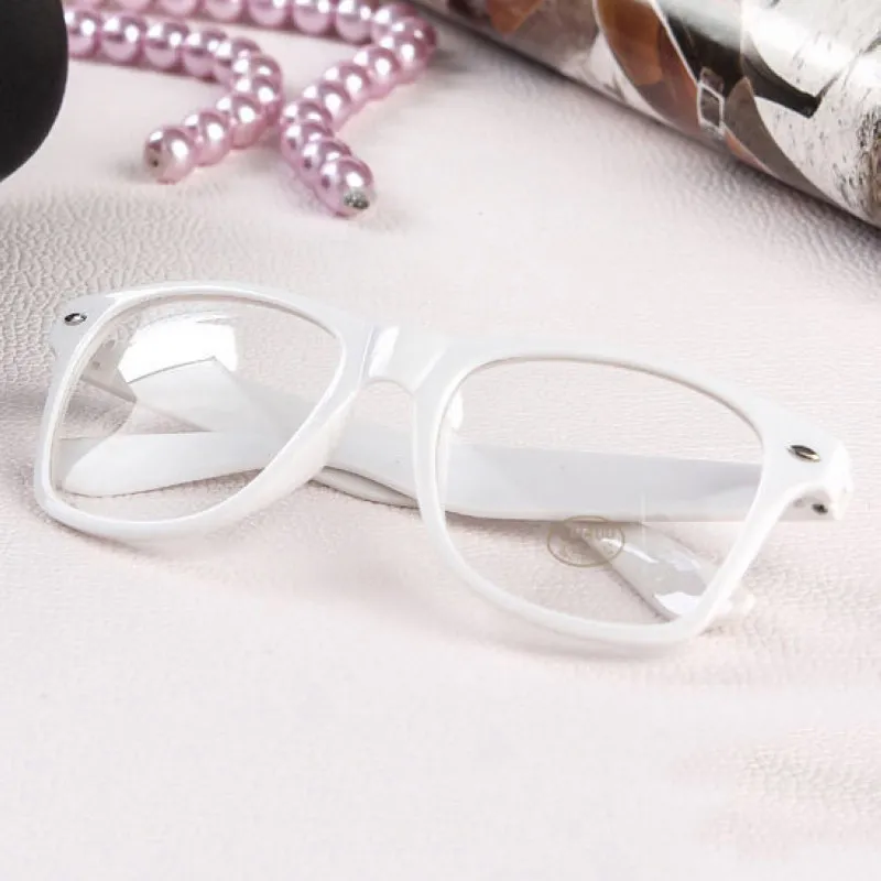 Mayitr 1pc Fashion Nerd Clear Glasses Clear Lens Geek Glasses 16 Colors Plain Mirror Plastic Full frame Eyeglasses Eyewear