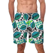 Модные мужские пляжные 3D спортивные быстросохнущие повседневные шорты большого размера, Мужские штаны с карманами и принтом листьев, Пляжные штаны шорты синего цвета A30424