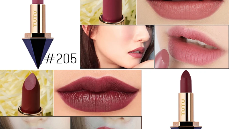 TUTU Velvet Lipsticks Long Lasting Sexy Shimmer Waterproof Nude Lip Stick Moisturizing Stars Matte Lipstick 6 Color Make-up Kit (12)