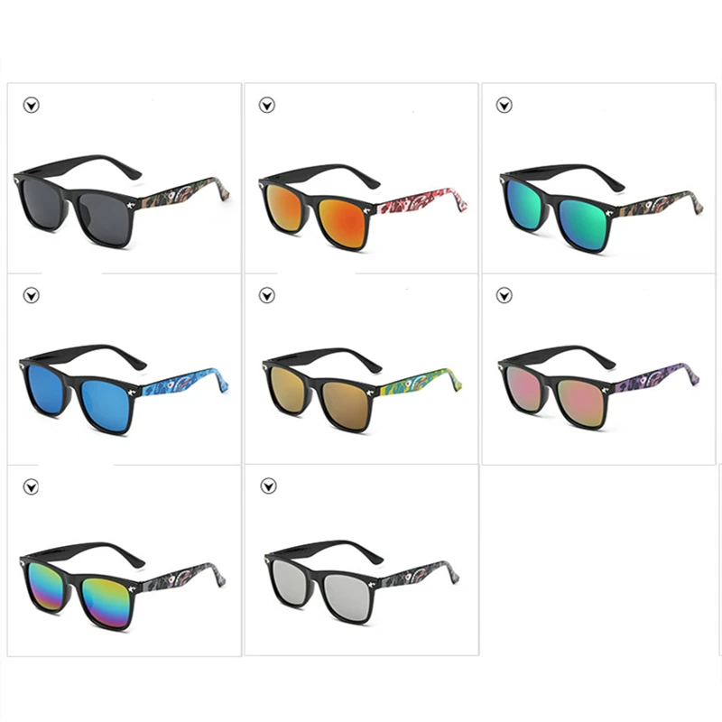 Горячая новинка, брендовые Детские камуфляжные солнцезащитные очки, Детские военные очки, очки для девочек и мальчиков, очки с зеркальным покрытием, плоские акулы Oculos Infan