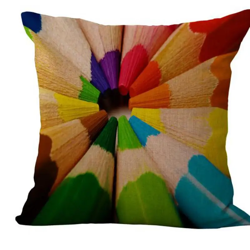 

2017 Creative Pencil Umbrella Feather Corrugated Swirl Cushion Cotton Linen Colorful Home Decor Sofa Pillow Car Cushions Cover