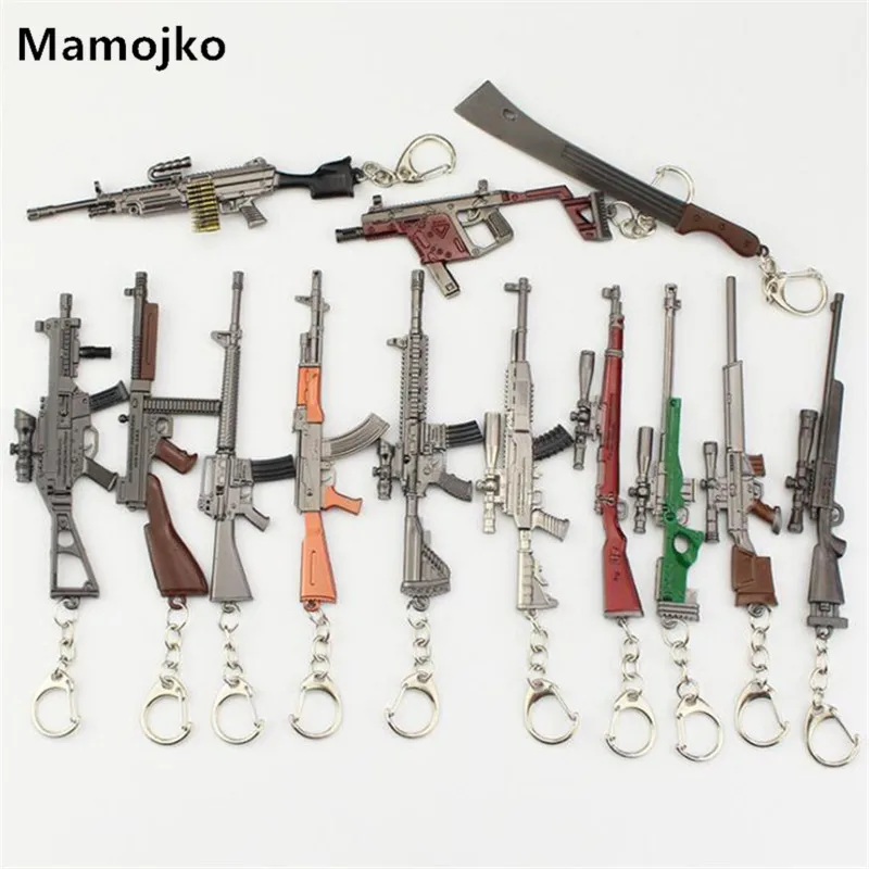 

Mamojko PUBG Keychain AWM 98K Pan ALL Rifle Model Playerunknown's Battlegrounds Cosplay Props Alloy Armor Key Chain llaveros Key