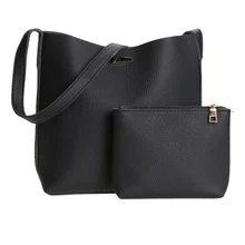 2017 2 unids/set Nuevas Mujeres Europeas de LA PU Bolsa Barril Bolso de Compras del bolso de Hombro con Cluch Monederos Retro Mujeres bolsas