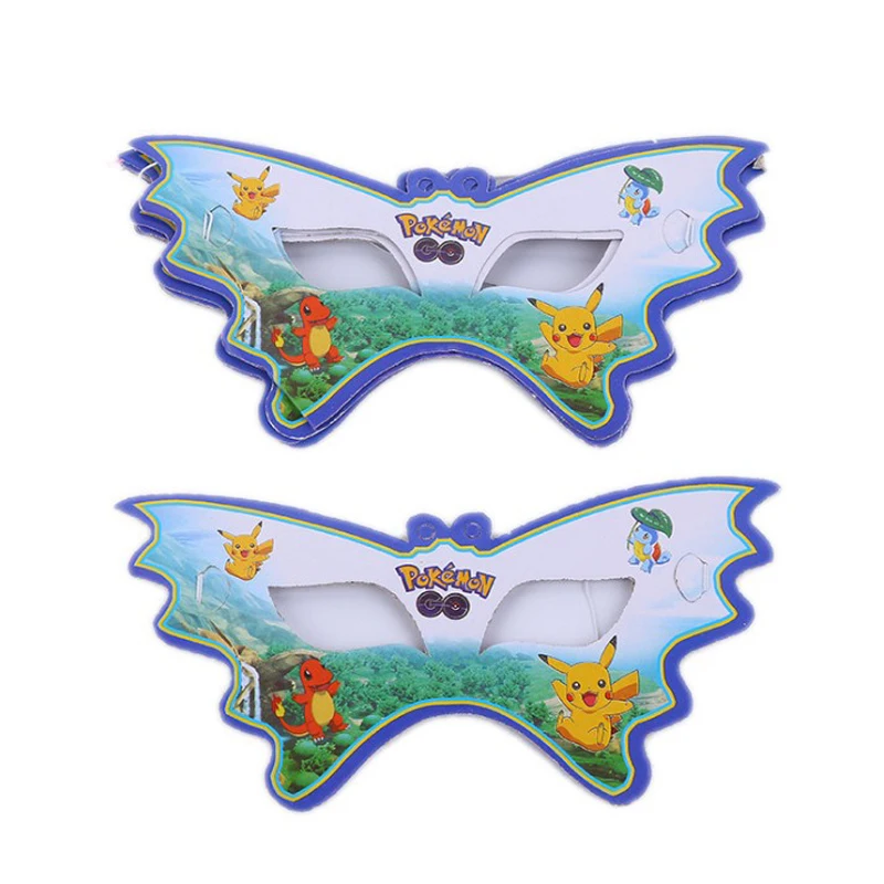 

10PCS Happy Birthday Party Pokemon Go Theme Cute Paper Masks Kids Favors Pikachu Eye Cover Baby Shower Events Decora Spplies
