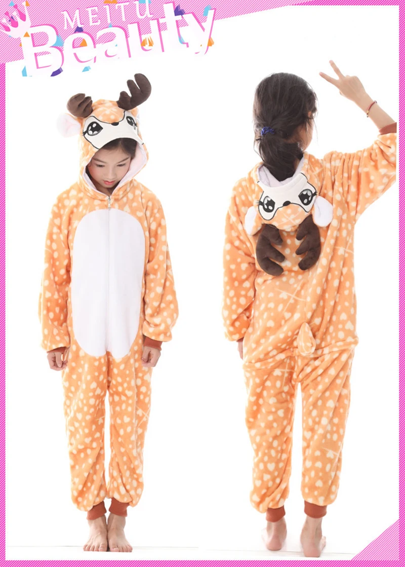 Kigurumi Onesie/Детские пижамы с пандой; детские комбинезоны единорог с рисунками животных; зимняя одежда для сна для мальчиков и девочек; детская пижама