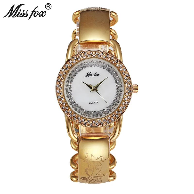 MISSFOX женские часы японские кварцевые часы с заводом от движения золотые модные брендовые металлические часы с браслетом цепи фантастические женские бу Relogio Feminino