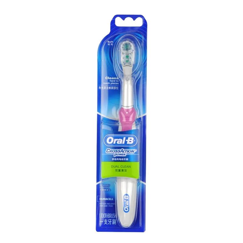 Pаспродажа Oral B Dual Clean электрическая зубная щетка для отбеливания зубов Cross Action Sonic зубная щетка не перезаряжаемая щетка с питанием от батареи