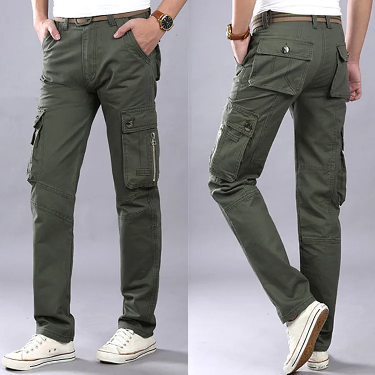 [EL Barco] хлопок Повседневное Брюки карго Для мужчин осень мягкий черный хаки Армейский зеленый мужской длинные штаны свободного кроя карман
