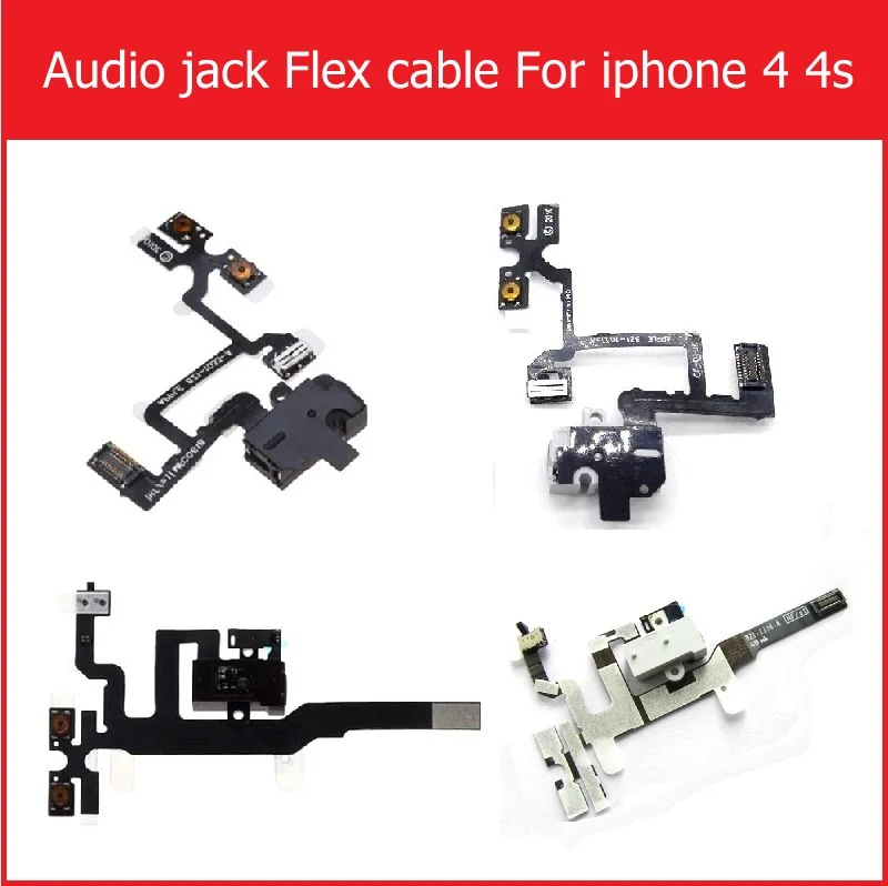 

Best Quality Headphone Audio Jack Volume Flex Cable for iPhone 4 4S mute silent switch connector flex cable Black & white color