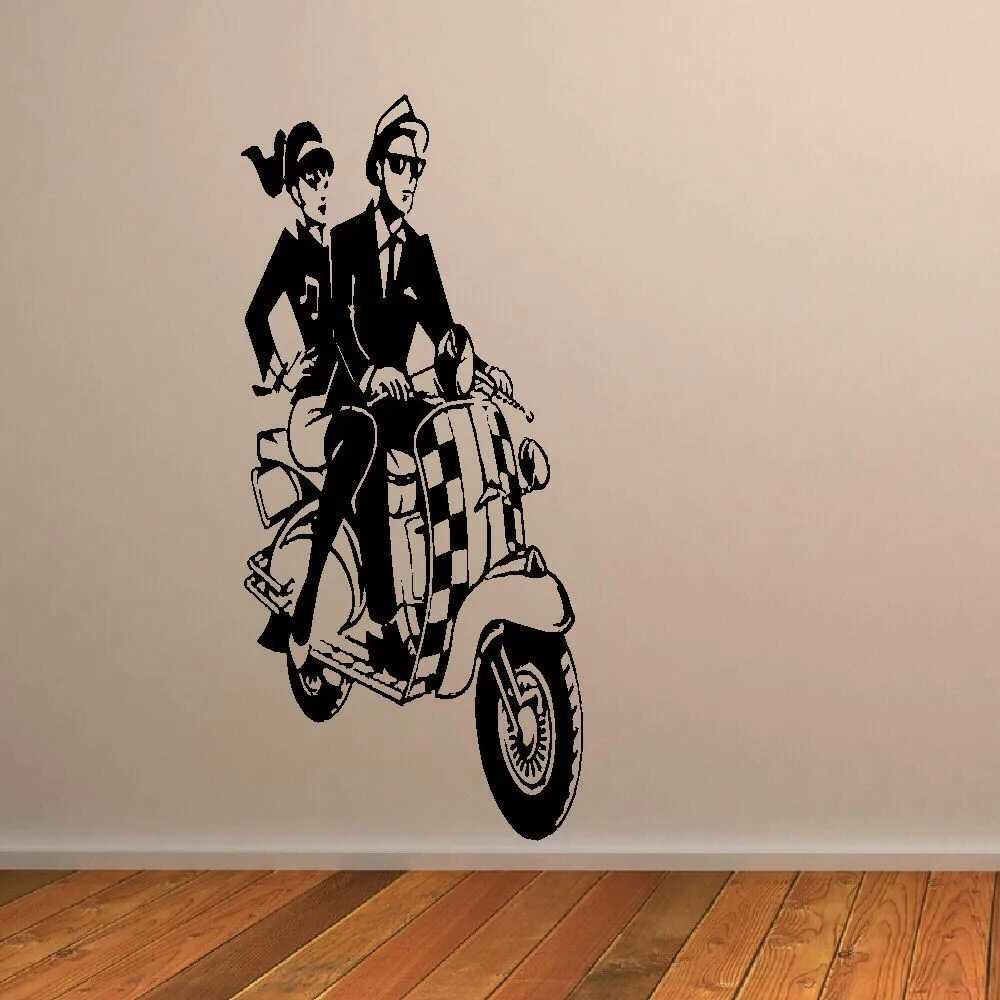 2016 NEW LARGE WALL STICKER SKA SCOOTER MURAL ART DECAL NEW VINYL