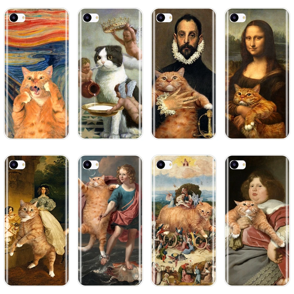 Back Cover For Meizu 16th 16x 15 Lite 16 Plus Art Cat Mona Lisa Funny Silicone Soft Phone Case For Meizu U10 U20 Pro 6 7 Plus