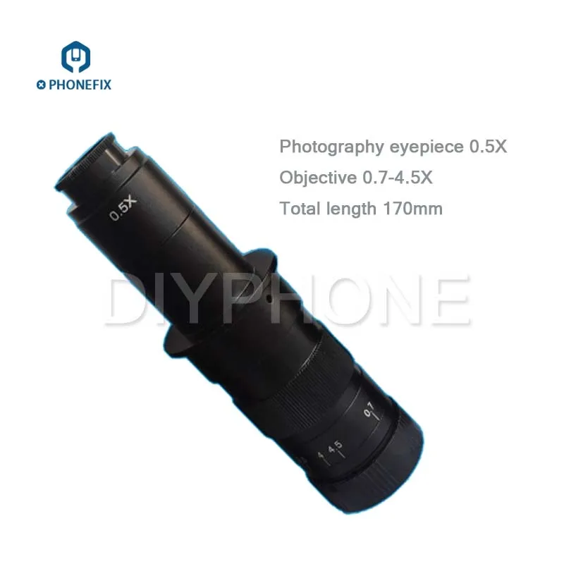  PHONEFIX 1.0X 0.5X 0.35X C-mount Glass Lens Adapter 0.7X~4.5X Magnification For Industry Microscope