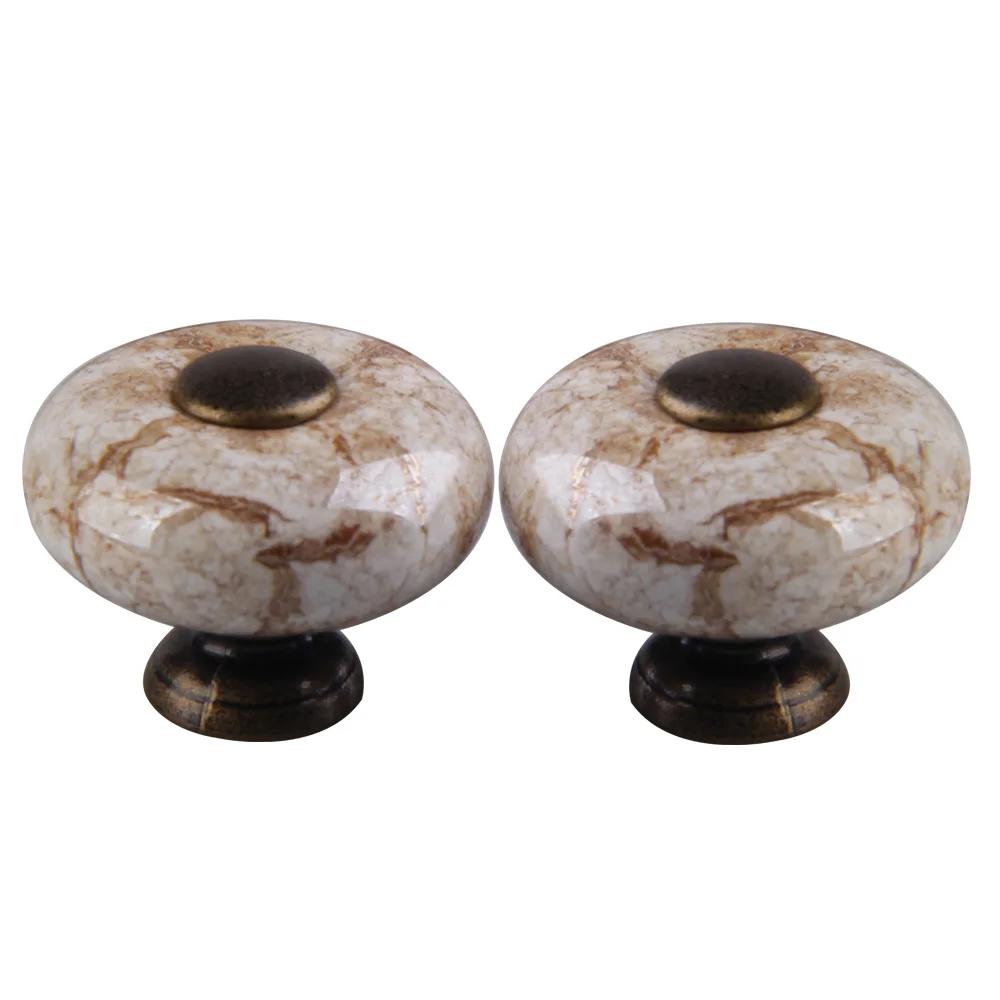 

2pcsRound Marble Cracks Ceramic Drawer Handle Cupboard Cabinet Drawer Knob Door Wardrobe Hardware Furniture Handles