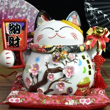 Японский счастливый кот Копилка удача Кот фэн-шуй ремесло Maneki Neko керамическая копилка для кошки домашнее украшение рабочего стола R1953