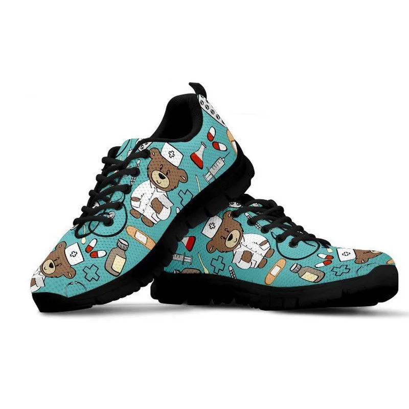 Doginthehole/женская модная обувь на плоской подошве для подростков; удобные кроссовки с принтом таксы и собаки; женские сетчатые туфли на плоской подошве со шнуровкой - Цвет: XR05BAQ