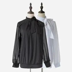 Распродажа! Для женщин большие размеры лоскутное бабочкой шифоновая блузка OL фонари одежда с длинным рукавом Blusas Топ S-4XL для большой #1064