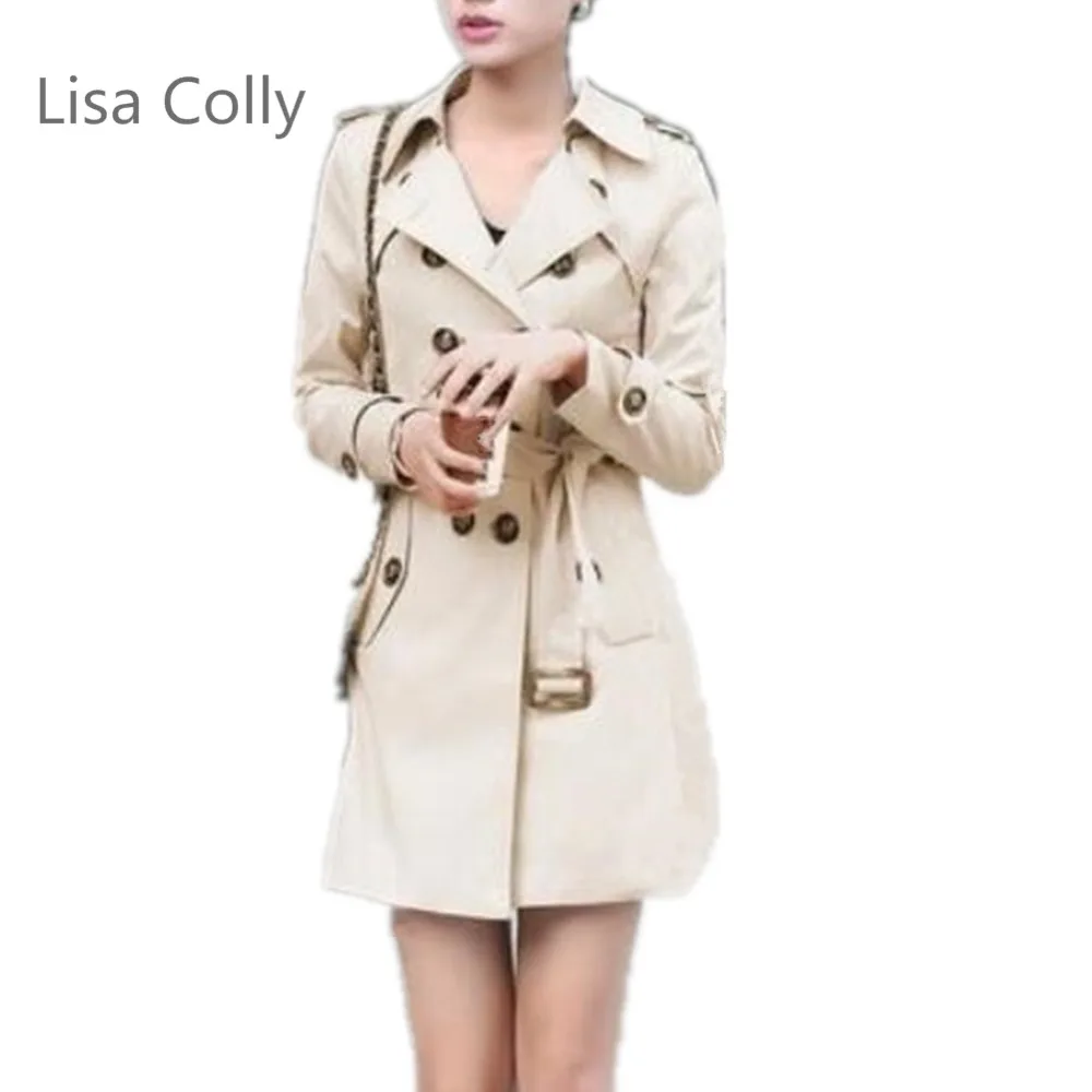 Женский двубортный плащ Lisa Colly черный/хаки верхняя одежда деловой весна