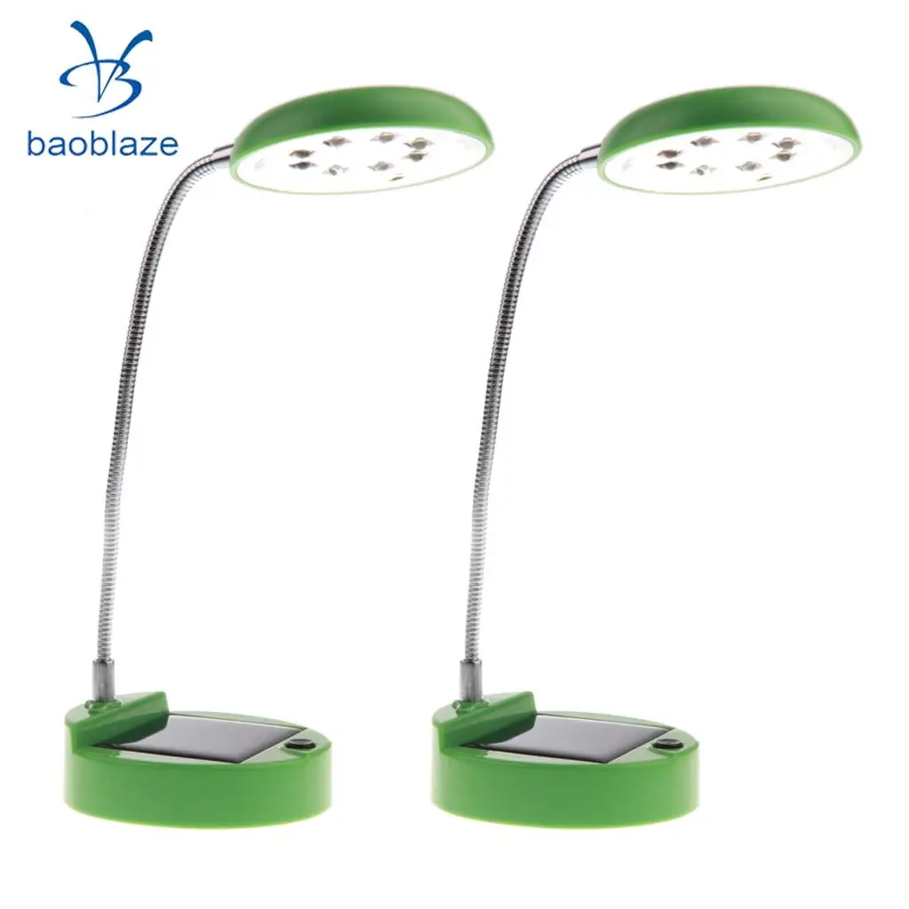 

2 Pieces Flexible Gooseneck Style 8 LED Table Lamp Solar / USB Charger Green