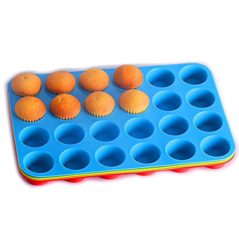 

Mini Muffin Silicone Cupcake Pan-24 Cups Mold Baking Tray Reusable Non-Stick Bakeware Heat Resistant Food Grade Silicone Tools