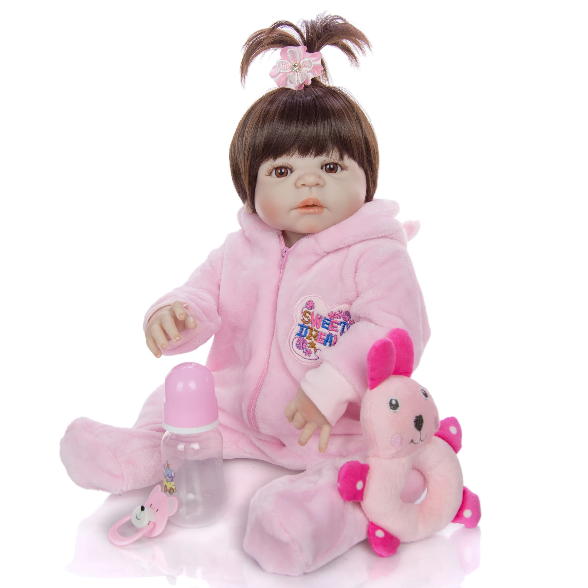 

KEIUMI 2019 Winter Alive Reborn Baby Girl Doll Full Silicone Vinyl Body Realistic Boneca Reborn 23 Inch For Children's Day Gifts