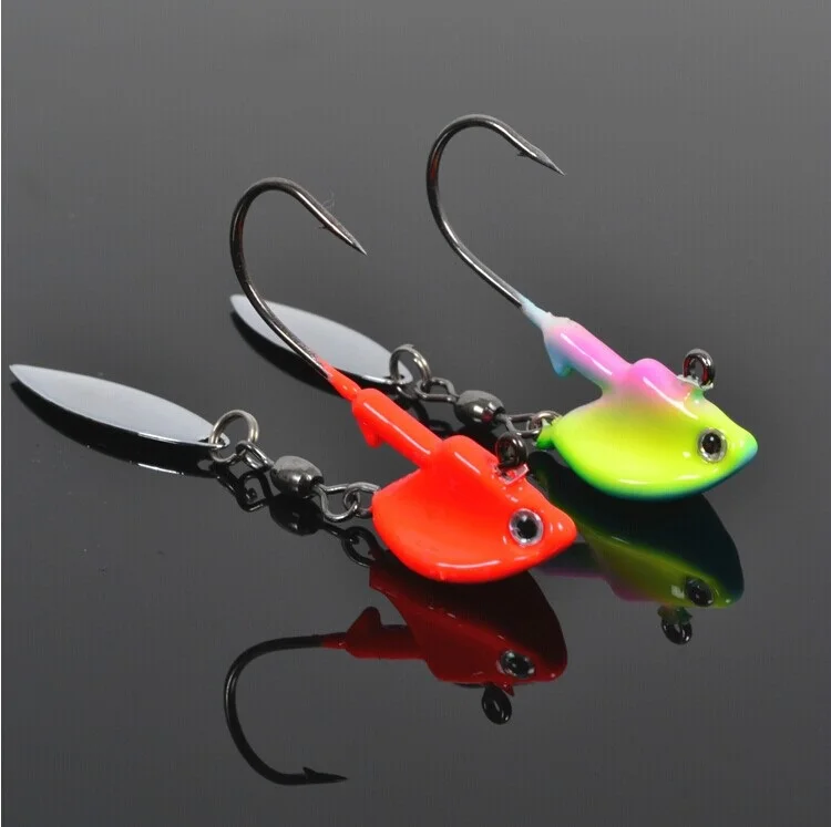 15 Pieces 7g Leader Lead Head Lure Jigs Fishing Hooks For Soft Bait