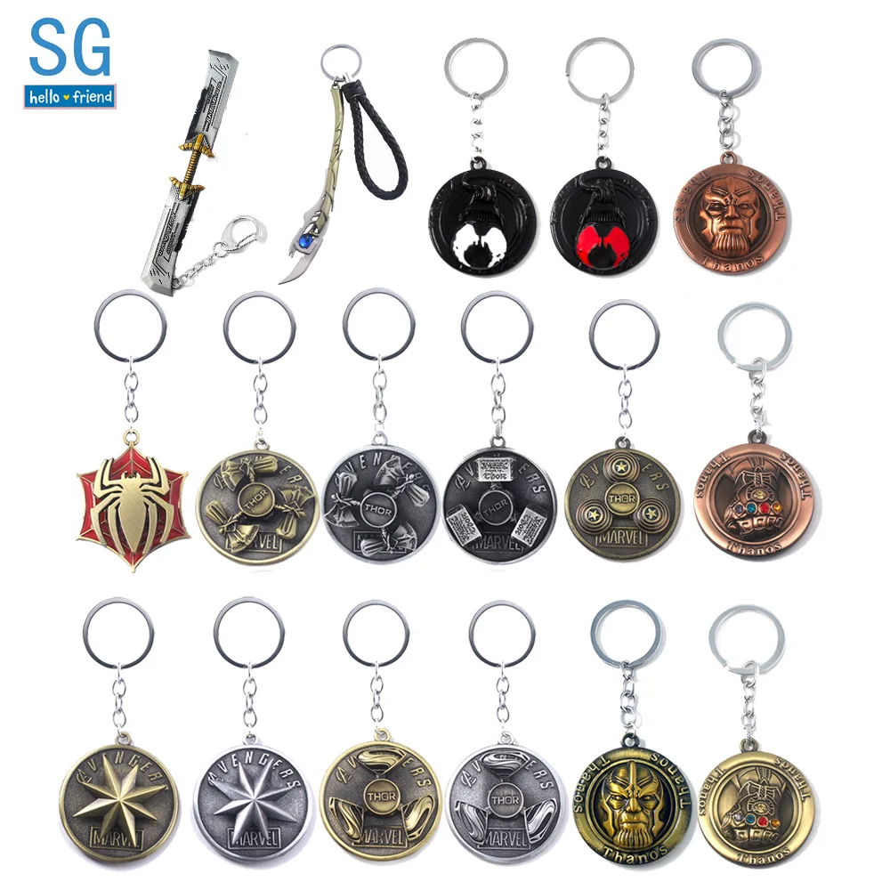 

SG Avengers 4 Rotatable Keychains Captain Thanos Thor Mjolnir Loki Venom Spiderman For Men Women Fans Keyring Jewelry