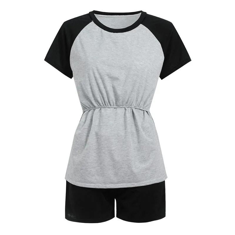 Telotuny/Одежда для беременных женщин; топы с короткими рукавами для кормящих детей; футболка+ шорты; пижамный комплект; одежда для грудного вскармливания