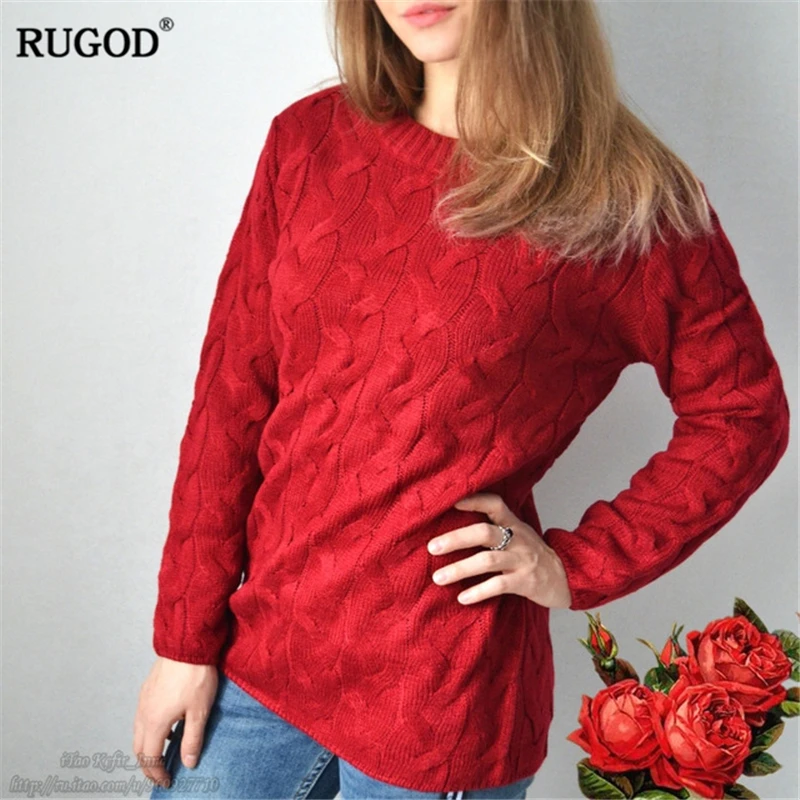 RUGOD весенний вязаный свитер с круглым вырезом для женщин Модный разноцветный витой длинный рукав Свободный пуловер Топы Pull Femme Hiver