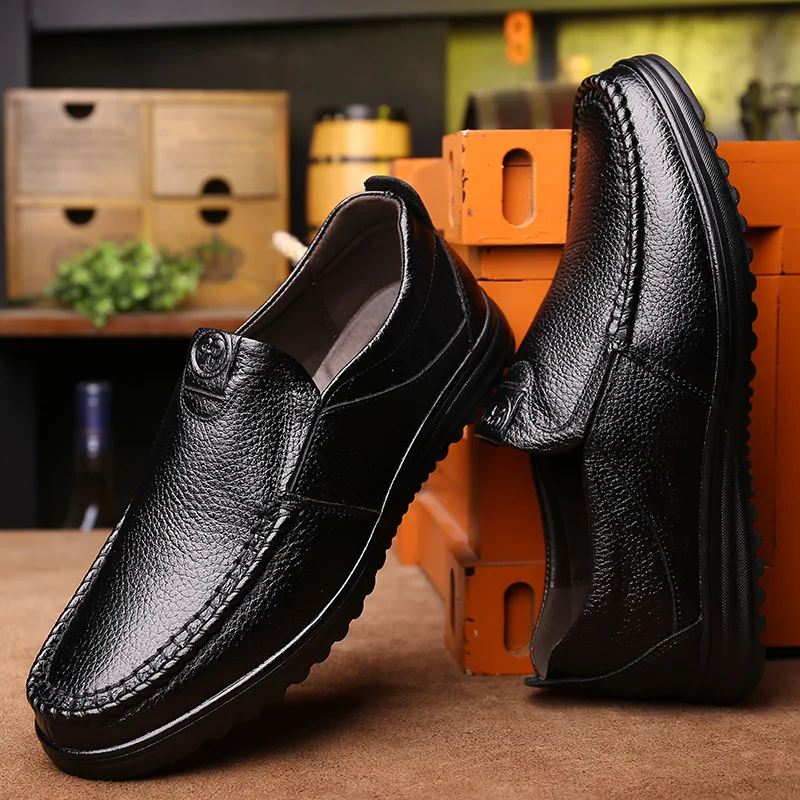 

Luxury low-key breathable wear-resistant men's casual shoes men's first layer cow leather soft bottom middle-aged father shoes