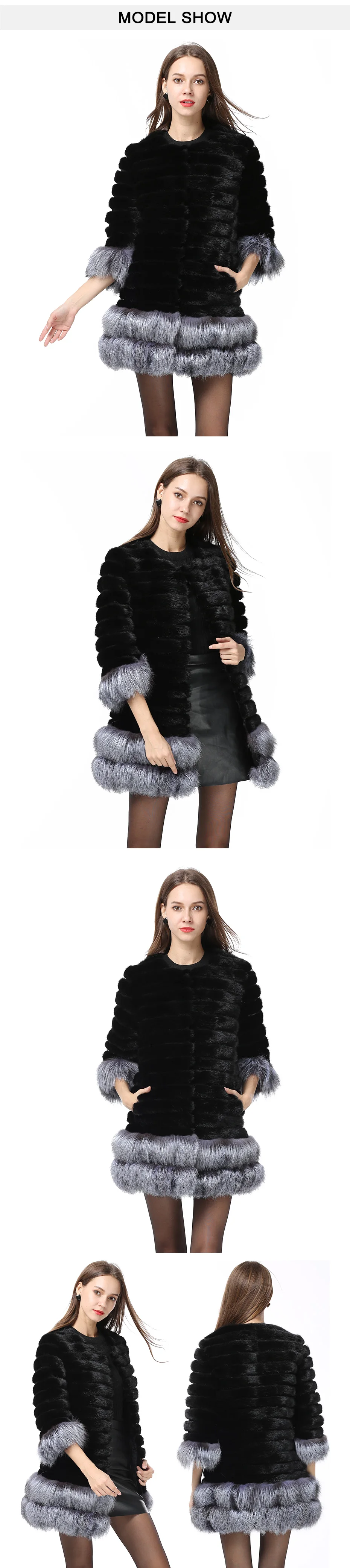Flash Deal Women Winter Real Mink Fur Coat With Fox Fur Sleeve Cuff/Hem Thick Warm Natural Fur Jacket Coat Fashion Lady Fur Long Waistcoats 3