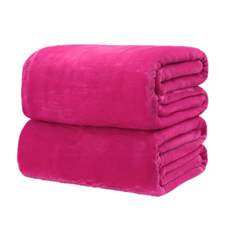 Домашний текстильное одеяло сплошной цвет супер теплые мягкие фланелевые одеяла на диван/кровать/путешествия пледы покрывала простыни 8 Размер T0.2 - Цвет: hotpink