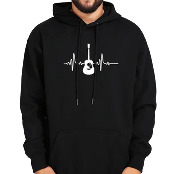 

Guitar Hoodies Music Creative Graphic Sweatshirt Men Black Long Sleeve Tops Plus Velvet Winter Clothes