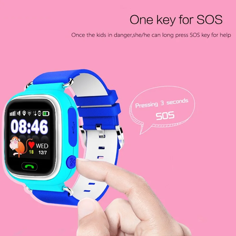 Q90 gps Детские умные часы телефон положение детские часы цветной сенсорный экран wifi SOS будильник умные детские спортивные часы ios/android - Цвет: light   blue