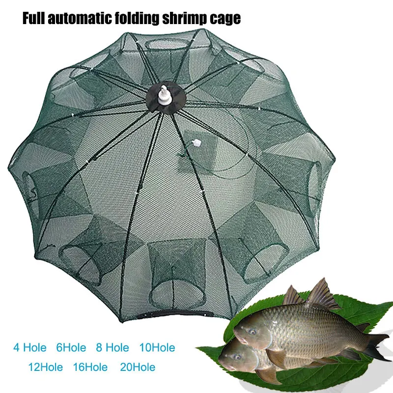 

HOT Portable Fishing Net Nylon Automatic Foldable Catch Fish Baits Trap For Fishes Shrimp Minnows Crab Cast Mesh HV99