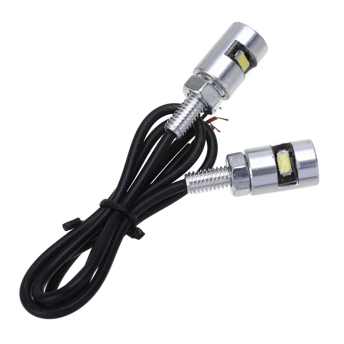 2pcs/set Chrome Car Motorcycle License Plate Screw Bolt Light Bulb Lamp Universal Moto DC12V 0.24W White SMD LED 17*12*12mm