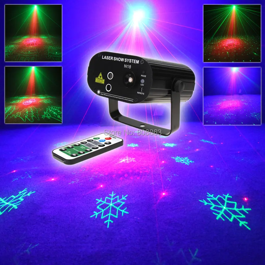 

ESHINY Mini Blue Led R&G Laser 16 Christmas Patterns Projector Remote Club Bar DJ Dance Disco Party Lighting Light Show N75NX16