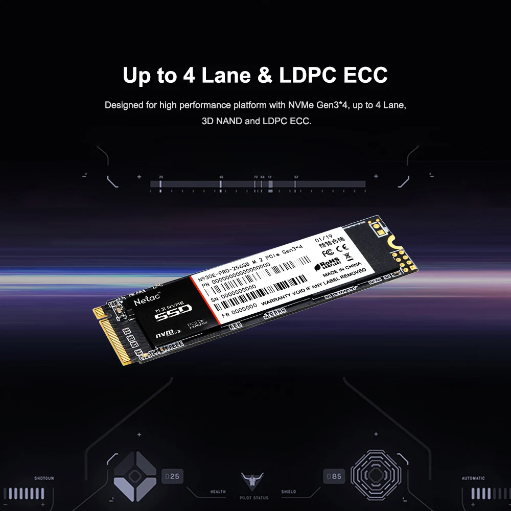 Netac N930E Pro M.2 2280 SSD 128GB 256GB 512GB NVMe PCIe Gen3* 4 3D MLC/TLC NAND Flash Внутренний твердотельный накопитель для ПК компьютера