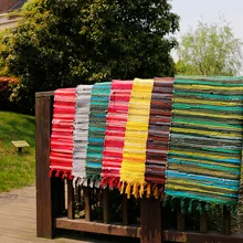 Хлопковый ковер ручной работы, моющийся нескользящий коврик, Прямоугольный Коврик в полоску для спальни, гостиной, домашнего декора, напольный коврик