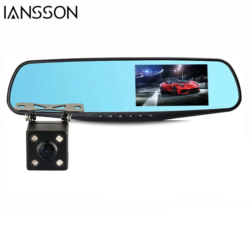 

Dual Camera Car DVR Rearview Mirror Dash Cam Full HD 1080P 4.3'' auto Dvrs parking recorder video camcorder night vision