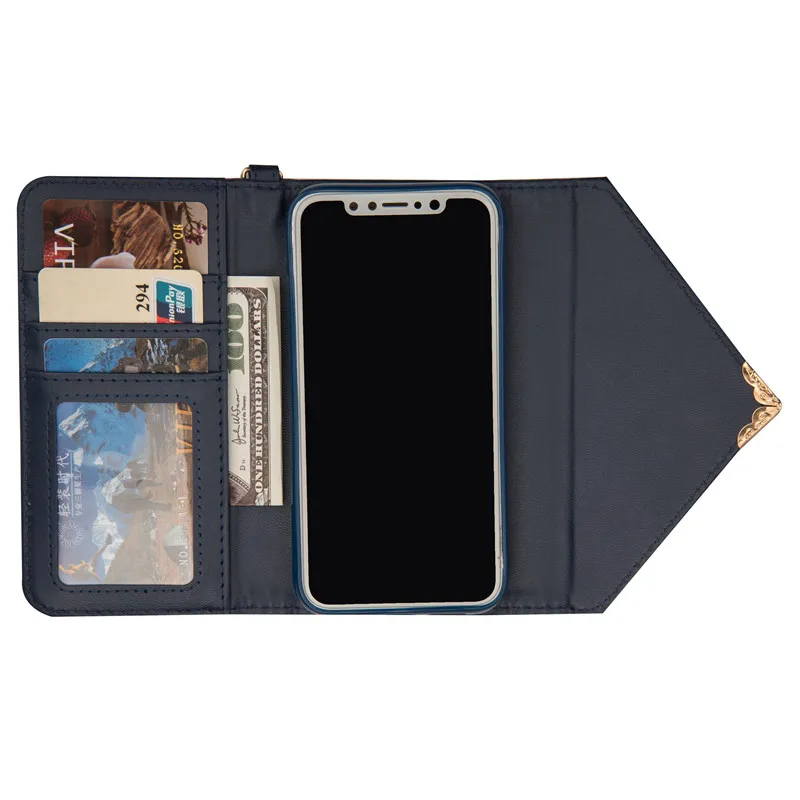 Сумка-конверт класса люкс кожаный чехол-кошелек для Coque iPhone X 10 8 7 6 6S Plus 5 5S SE чехол женские вечерние сумки складной чехол для телефона