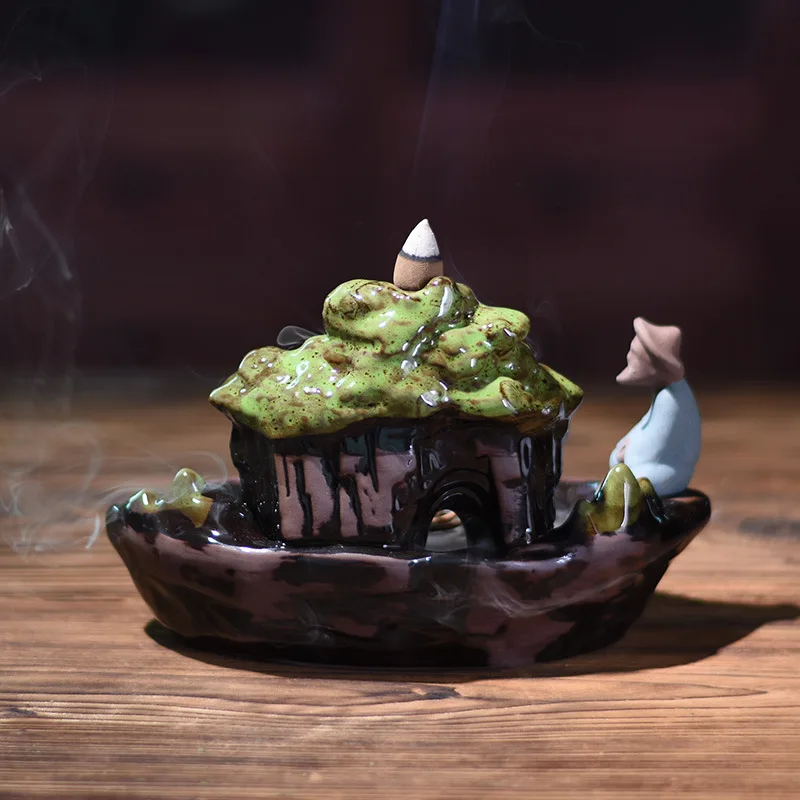 Backflow Incense Burner Landscape Of Guilin The Old Man Fishing Home Officer Decor Incense Holder Ornament Dropshipping
