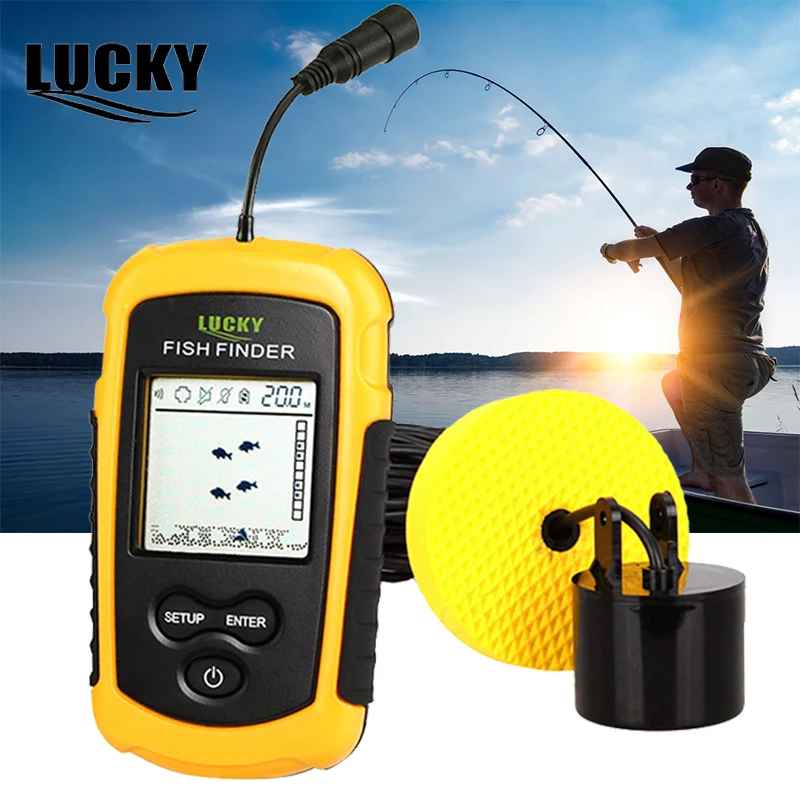 محظوظ صياد السمك سونار على الصيد Fishfinder 100 m عمق الجليد الصيد السونار الأسماك سونار الاستشعار FF1108-1