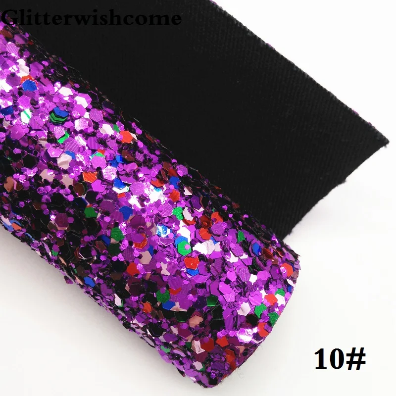 Glitterwishcome 30X134 см мини ролл синтетическая кожа, смешанный цвет с эффектом блестящей кожи Ткань Винил для Луки, GM067 - Цвет: 10