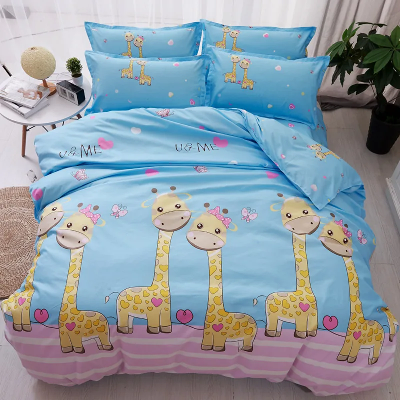 

Lovely Bedding Cover Quilted Quilt 2pcs Pillowcase Air Conditioner Blanket King Queen Twin Full Size Duvet Cover 4pcs/set