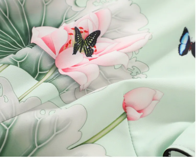Шэн Коко зеленые цветы Топы Рубашки китайский Cheongsam блузка с принтом лотоса Mujer