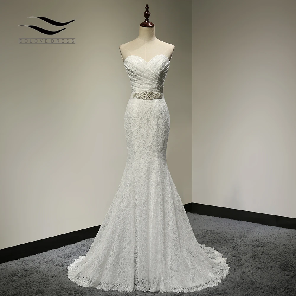 #^Special Price Bridal Wedding Gown Real Foto White Lace Goedkope Mermaid Trouwjurk Trein 2018 Vintage Sash vestido De noiva 2018 SLD-W001 #^Special Price Bridal Wedding Gown Real Foto White Lace Goedkope Mermaid Trouwjurk Trein 2018 Vintage Sash vestido De noiva 2018 SLD-W001