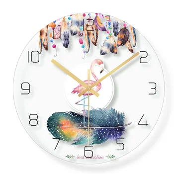 

Flamingo Feathers Wall Clock Art Wall Clock Nordic Style Art Modern Minimalist Living Room Creative Silent Quartz Wall Clock