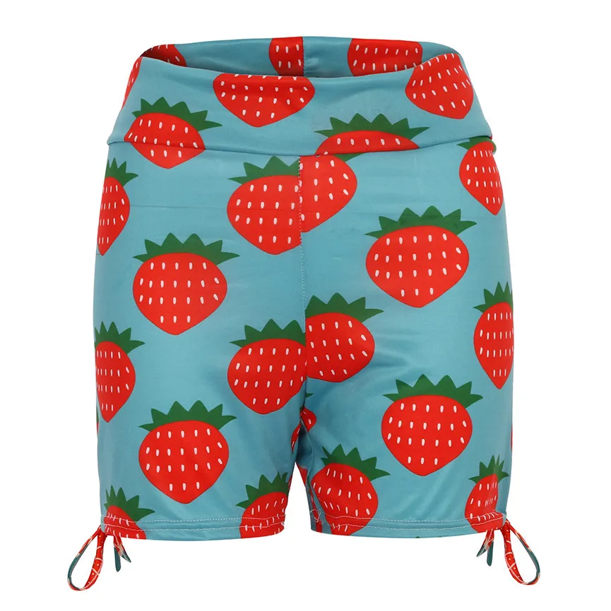 Женские летние шорты с фруктовым принтом, мягкие обтягивающие шорты для фитнеса, шорты для фитнеса Z4 - Цвет: A