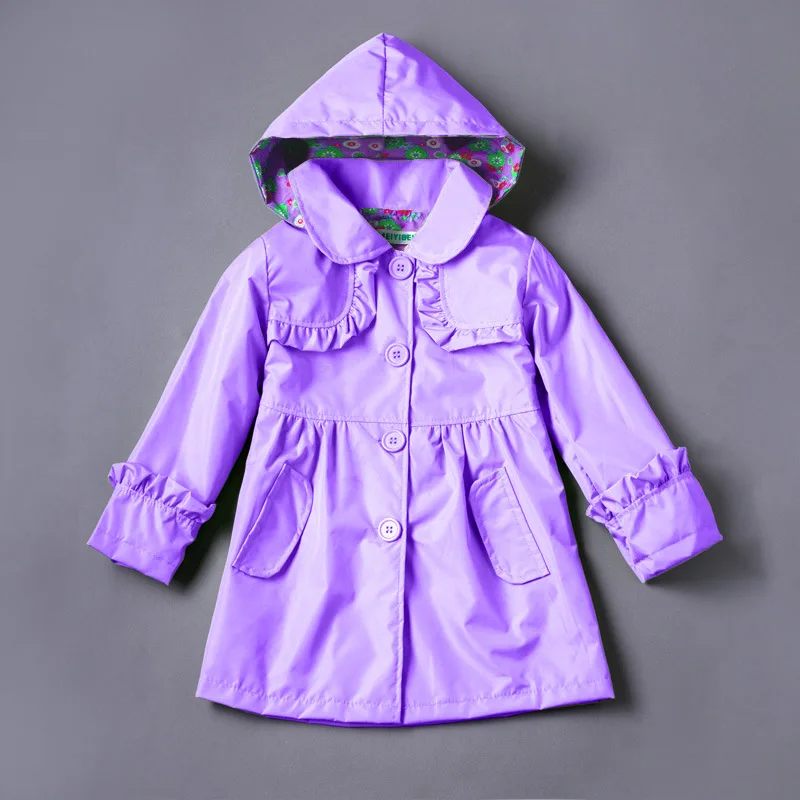 Детская верхняя одежда пальто с капюшоном для девочек весенне-осенний Детский кардиган разноцветный плащ манто fille для детей от 2 до 7 лет, ветровка